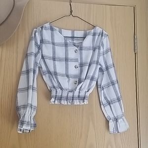Single Vested Plaid Blouse